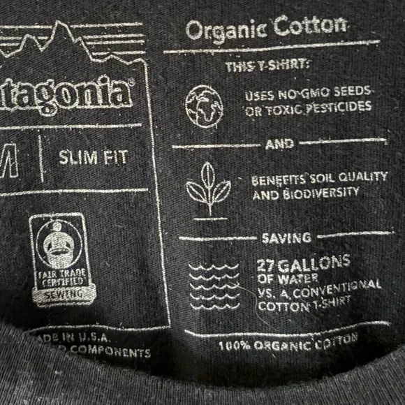 Patagonia Black Short-Sleeve Tee with Orange and Gray Fish Graphic - Picture 2 of 3